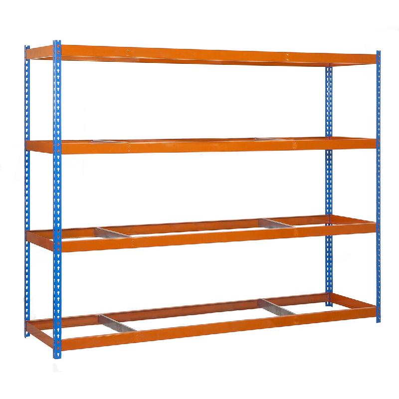 SimonRack Rayonnage industriel, 2000x2100x750 mm, 500 kg au point de flexion, 4 niveaux, sans tablettes, rayonnage garage, Bleu/Orange- Simonforte - o_0