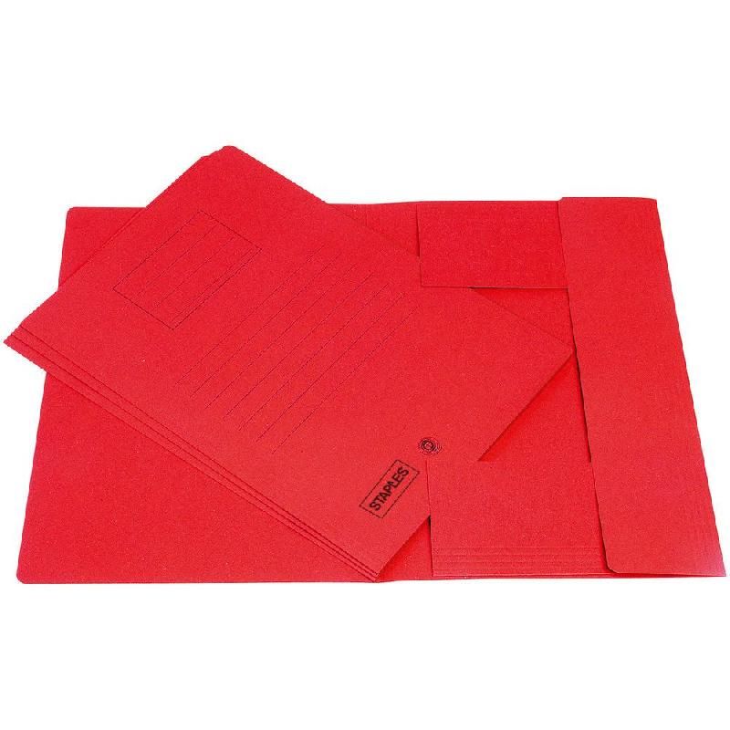 STAPLES CHEMISE 3 RABATS SANS ÉLASTIQUE STAPLES - CARTE 250G - ROUGE (PRIX À L'UNITÉ)