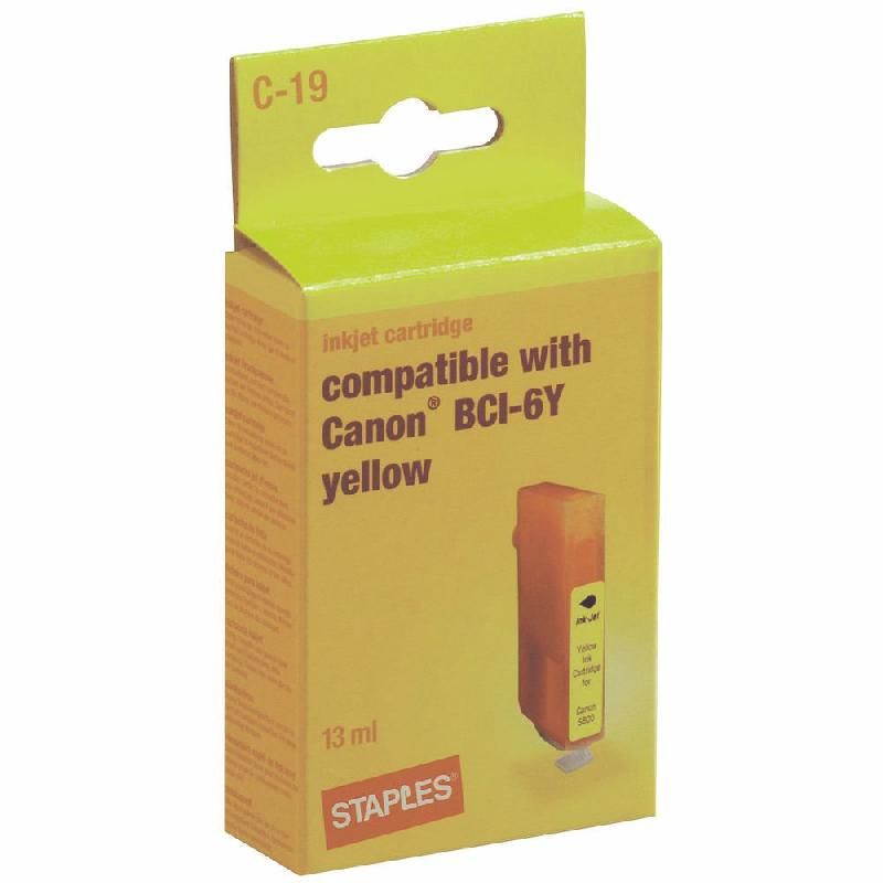 STAPLES CARTOUCHE D'ENCRE COMPATIBLE BCI-6 J (8001669) - COMPATIBLE: CANON - COULEUR: JAUNE