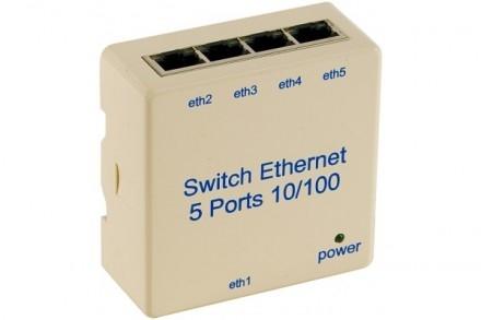 Switch 5 ports 10/100 - Montage rail DIN 35 mm - Fournis avec alimentation - Garantie 12 mois_0