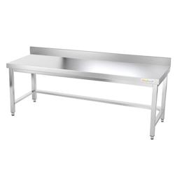 Table de travail en inox soubassement 2000 x 500 mm adossée avec renfort PREMIUM / GOLDINOX - gris inox 3701770804634_0