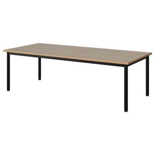 TABLE MALIBU 180X80 T2 4P STRA ALAISÉ CHÊNE 1146/NOIR 9005