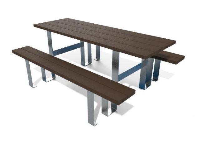 Table pique-nique élégante éco sans enjambement en plastique recyclé - 180x135x73 cm - 88 kg_0