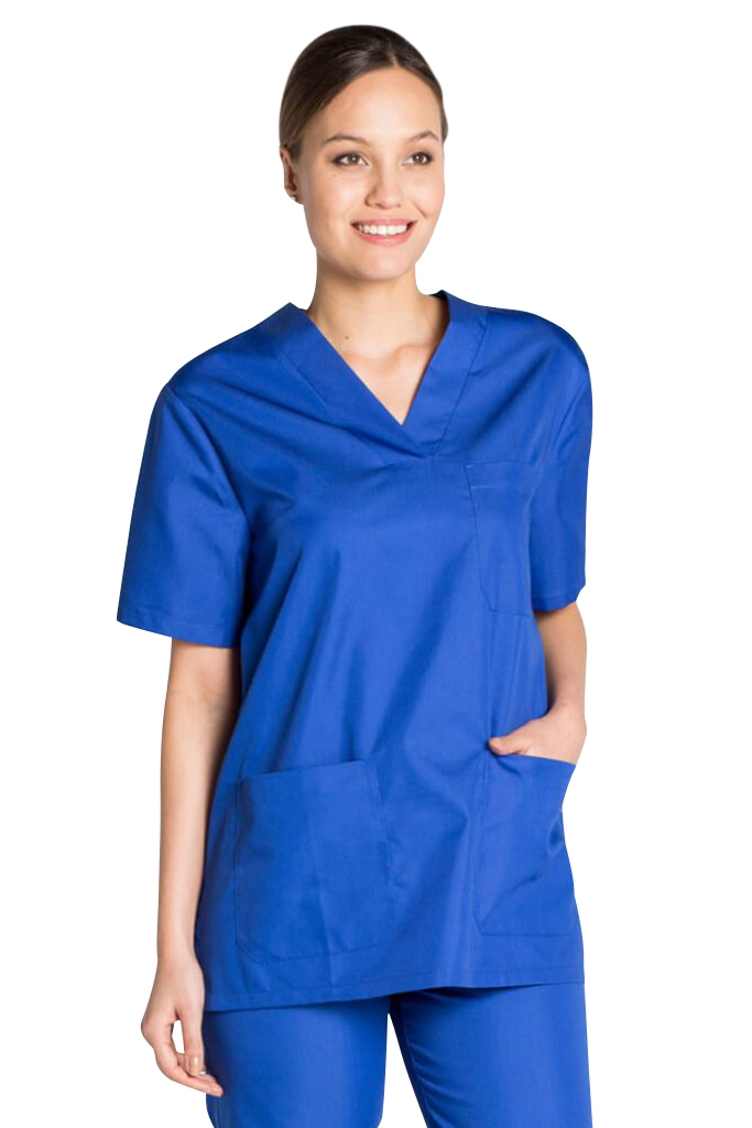 TUNIQUE MÉDICALE BLEU DE ELECTRIQUE UNISEXE COL EN V