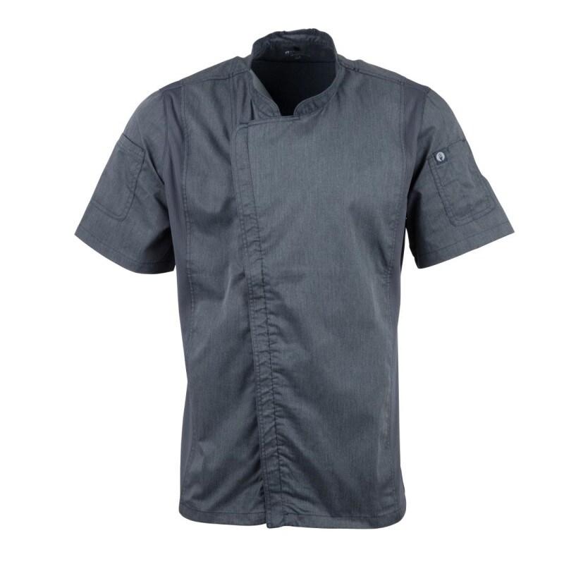 Veste de cuisine mixte légère manches courtes à fermeture éclair Springfield Chef Works Urban bleu encre S - S 0615402843553_0