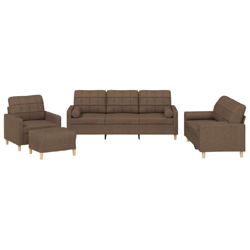 VidaXL Ensemble de canapés 4 pcs avec coussins marron tissu Modèle Atlas Office Prime - 3201269_0