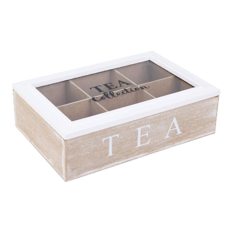 WellHome - Boîte à thé avec 6 compartiments 23x15,5x8cm en couleur blanche - Tea Moment - blanc WH14619_0