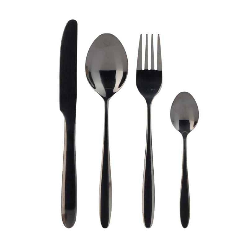 WellHome - Set de 24 couverts en acier inoxydable avec revêtement noir - noir aluminium WH15449_0