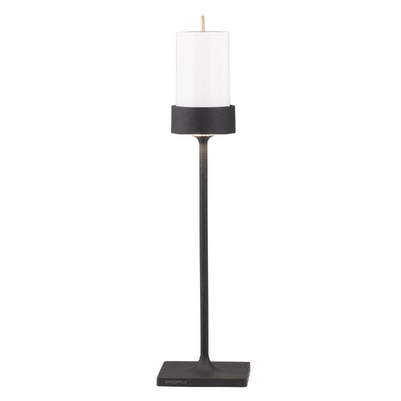 Zafferano Perpetua Lampe de table rechargeable à LED sans fil, grande hauteur, design en aluminium moulé sous pression, Noir, système batterie modu_0
