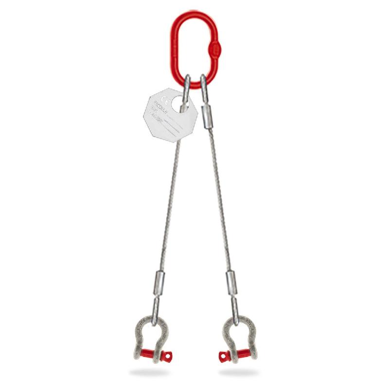 Élingue câble 2 brins - diamètre 28 mm avec manille - référence ecgm22801_0