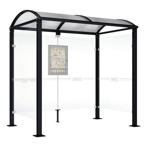 ABRI BUS VOÛTE 2.50 M AVEC BARDAGES LATÉRAUX - NOIR 9005 - PROCITY