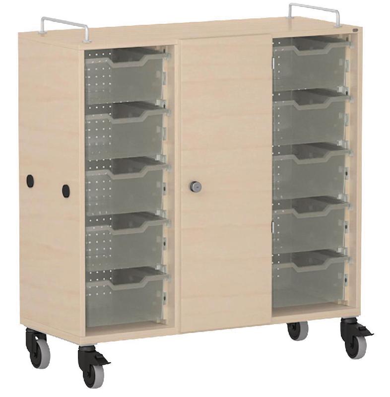 ARMOIRE BASSE SHIFT+ LANDSCAPE MÉLA. 9 CASES - 1 PORTE - ÉRABLE - VERT CLAIR - MANUTAN COLLECTIVITÉS