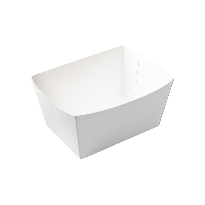 Barquette Carton NOVABOX Blanche Traiteur 315g - 120x70x40mm - 270g/m² - Support Rigide pour Snacking et Fritures - Traitement Ingraissable - blanc e_0