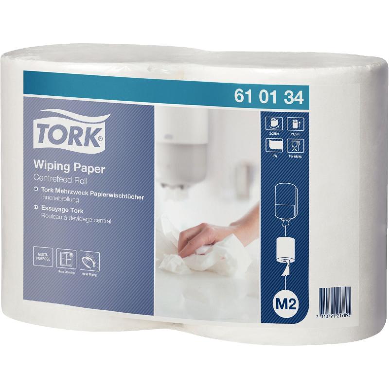 BOBINES PAPIER D'ESSUYAGE A DEVIDAGE CENTRAL  - 620134 - LOT DE 2 - POUR TORK M2