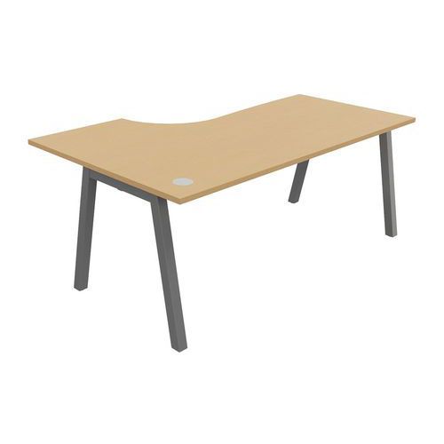 BUREAU COMPACT PARTAGE RETOUR DROIT 180 CM HÊTRE / ALU - BURONOMIC