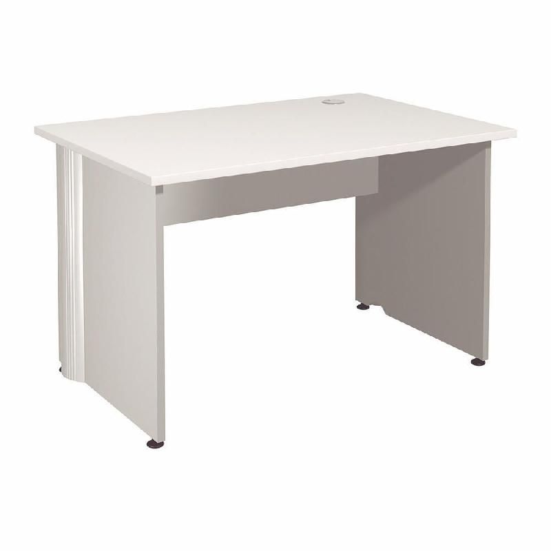 BUREAU DROIT ACTIVITY - L. 120 X P. 80 CM - PLATEAU BLANC - PIEDS PLEINS 'ALUMINIUM'