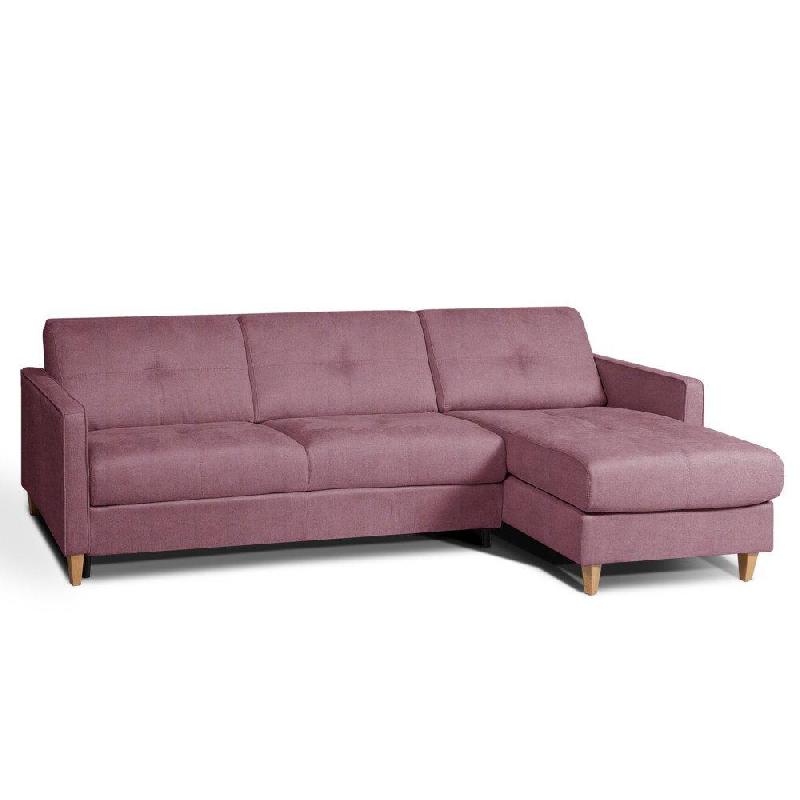 Canapé d'angle scandinave en velours Old Rose - 140 cm - Matelas 16 cm - Système express - Sommier à lattes Renatonisi_0