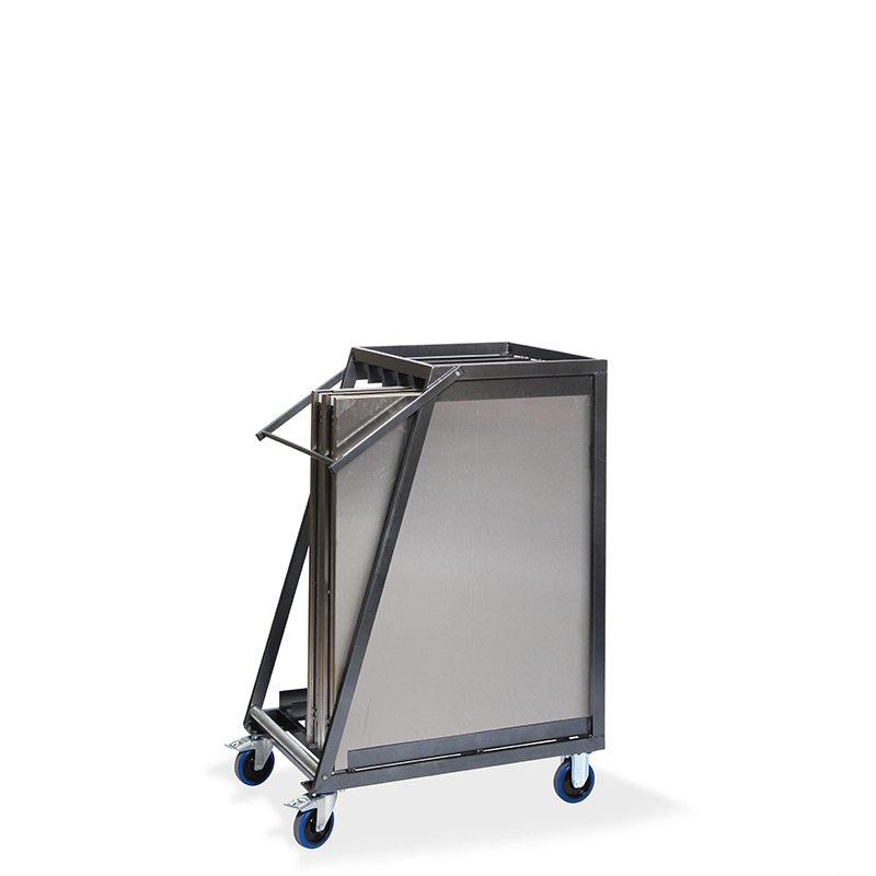 CHARIOT DE TRANSPORT POUR MAXIMUM 5 TABLES PLIANTES EN ACIER INOXYDABLE, 880 X 650 X 1130 MM