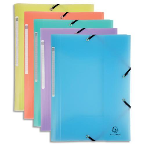 CHEMISE 3 RABATS A ELASTIQUE EXACOMPTA CHROMALINE EN POLYPROPYLENE 5/10E - COLORIS ASSORTIS PASTEL
