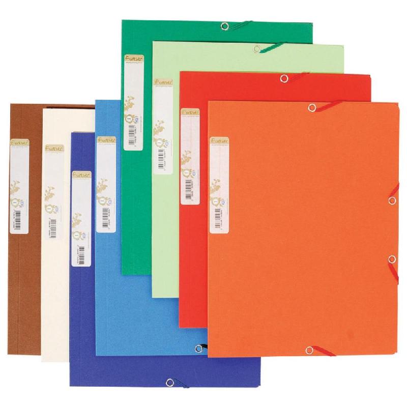 CHEMISE EXACOMPTA FOREVER A ELASTIQUE A4 EN CARTON RECYCLE - 225 FEUILLES - COLORIS ASSORTIS - LOT DE 25