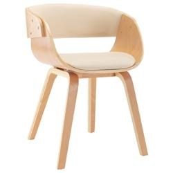 Décoshop26 - Chaise de salle à manger bois courbé et synthétique crème CDS020022 - 3001047099788_0