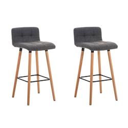 Décoshop26 - Lot de deux tabourets de bar avec repose-pieds en tissu gris clair design scandinave 10_0004322 - gris 3000252042787_0
