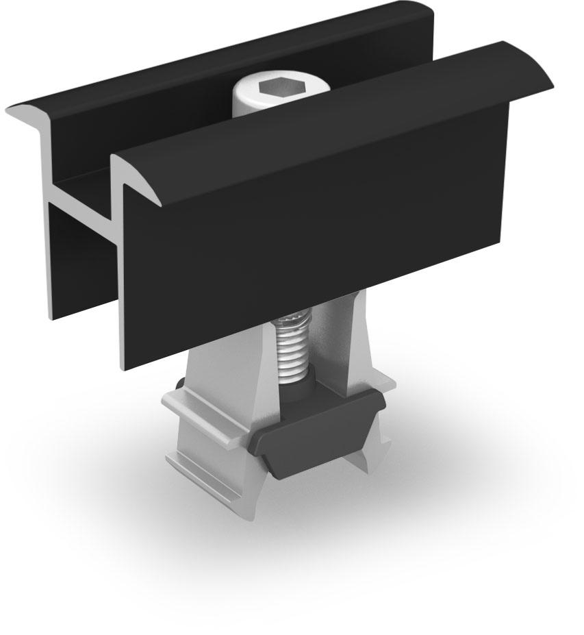 Étrier intermédiaire 32-42mm noir K2 Systems - Aluminium EN AW 6063 T66 - Compatible toits inclinés et plats_0