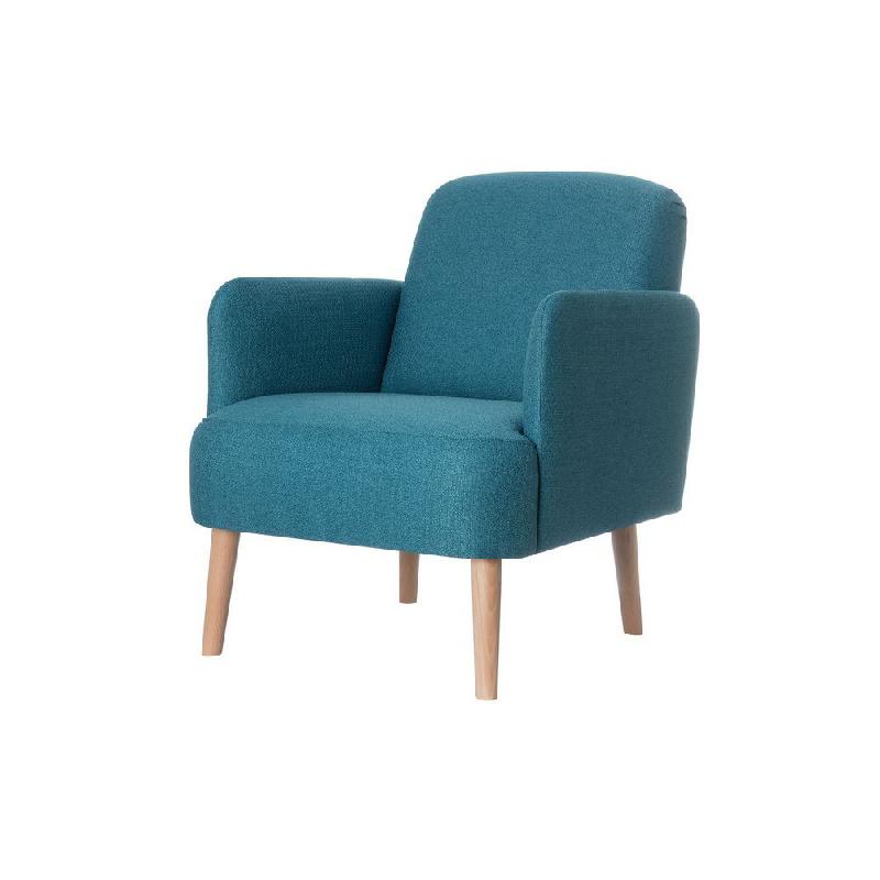 FAUTEUIL D'ACCUEIL BROOKS PIEDS HÊTRE TISSU BLEU