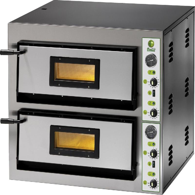 Four à pizza électrique professionnel FIMAR. Modèle FMEW6+6 manuel. 2 chambres de cuisson avec plan réfractaire. Capacité 12 pizzas - 836_0
