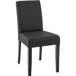 France Mobilier CHR - Chaise Ambre hôtel restaurant en hêtre wengé avec assise et dos similicuir PVC noir - 59 x 44 x 89cm - Lot de 2_0