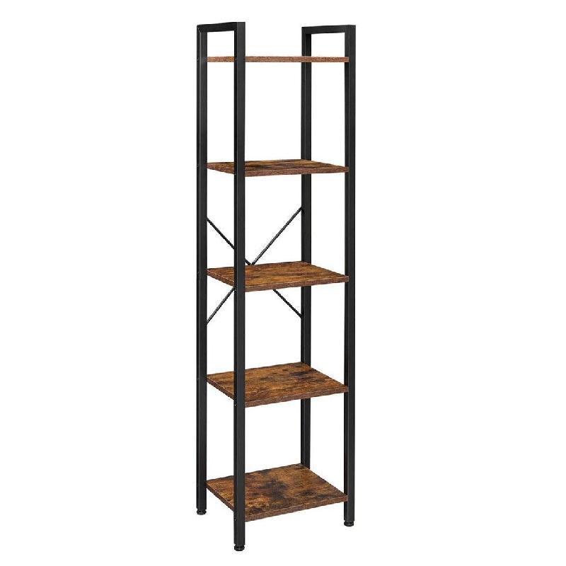 Helloshop26 - Étagère à 5 niveaux bibliothèque meuble de rangement avec structure en acier pour salon bureau entrée style industriel 12_0002794 -_0