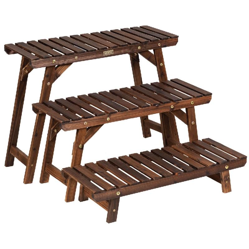 Helloshop26 - Étagère pour plantes en bois escalier 70 x 25 x 53 cm capacité 10 kg ambiances cosy style scandinave en sapin naturel 20_0019318 - Bo_0