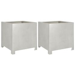 Helloshop26 - Jardinière bac lit surélevé plantes fleurs jardin terrasses lot de 2 40 x 40 x 40 cm acier inoxydable Argent 02_0038959 - 3000217954919_0
