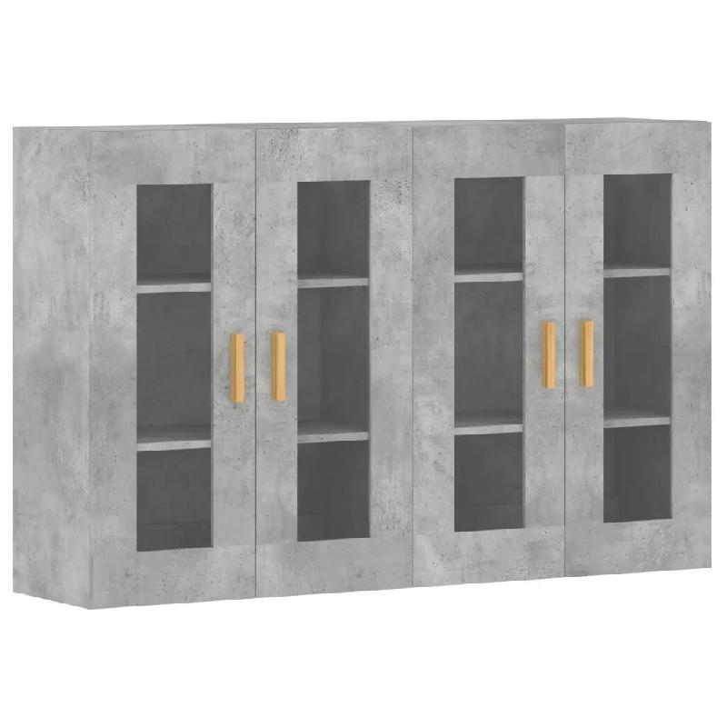 Helloshop26 - Lot de 2 armoires murales pratiques rangement vertical 69,5 x 34 x 90 cm en bois d'ingénierie gris béton 02_0055402 - vert verre 30002_0