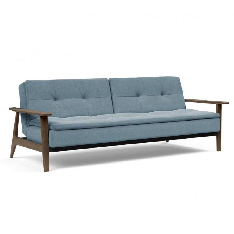 Canapé-lit design Dublexo Frej Innovation Living - convertible Soft Indigo 115x210 cm avec accoudoirs laqués noirs_0