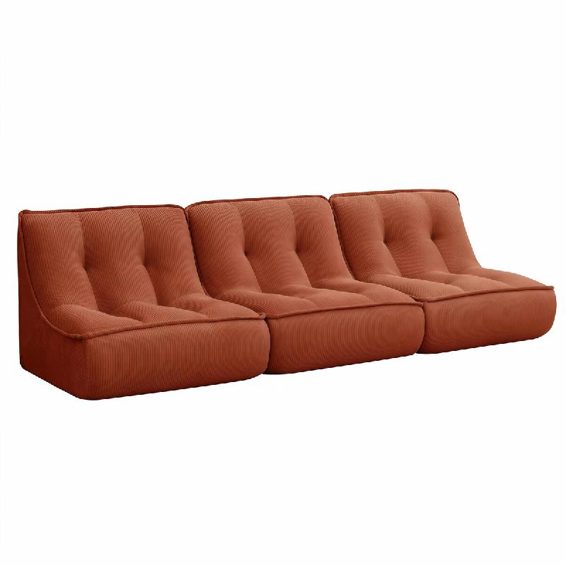 Oviala Business Lot de 3 fauteuils modulable en velours 240 x 90 x 70 cm terracotta - rouge polyester 115736_0