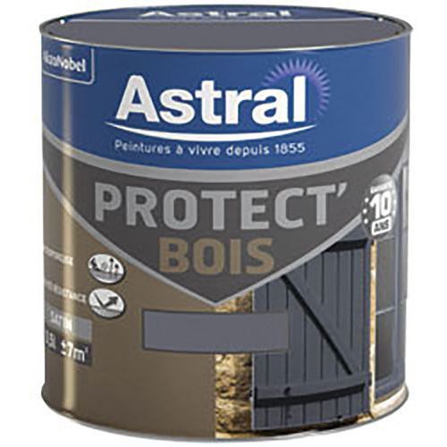 PEINTURE POUR BOIS SATINÉE AVEC PROTECTEUR GRIS MINERAI