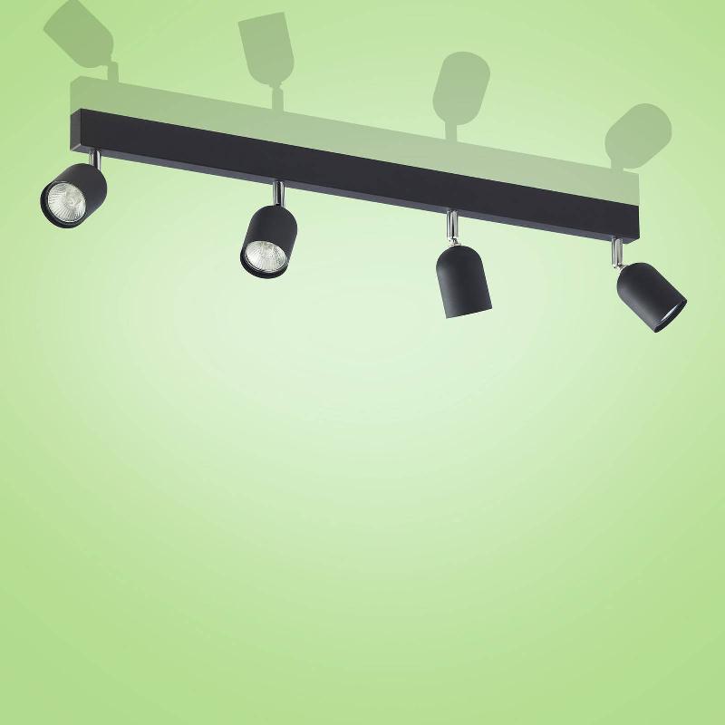 TK LIGHTING SPOT POUR PLAFOND TOP, À 4 LAMPES, ALLONGÉ, NOIR