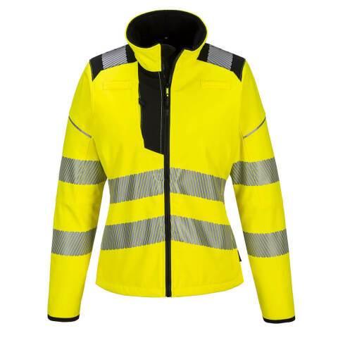 PORTWEST PW381 SOFTSHELL PW3 HAUTE VISIBILITÉ POUR FEMMES JAUNE/NOIR - TAILLE M