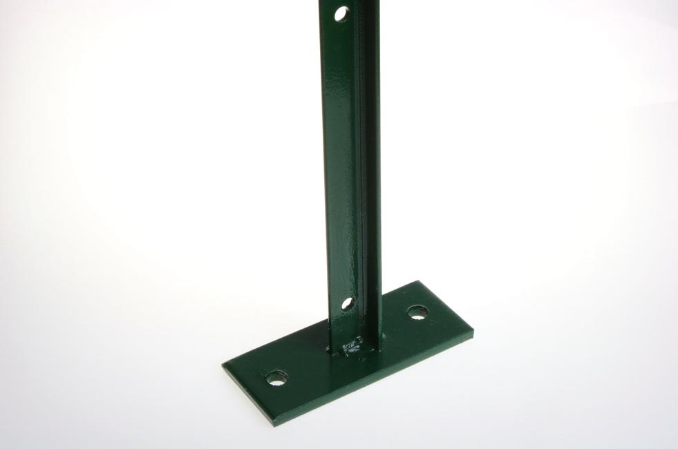 Poteau de clôture à t vert avec platine de fixation - rete plastic - h111 cm - section 30x30x3,5 mm_0