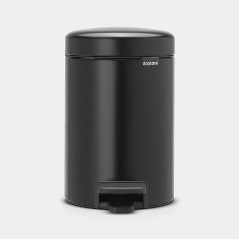Poubelle à pédale newIcon - 3 litres - Matt Black - Compacte et écologique - Brabantia_0