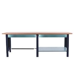 PROREGAL Etabli BUFFALO WOOD avec 2x Tiroir| HxLxP 86,5x210x75cm | Capacité de Charge 1000kg | Anthracite - noir métal PR_RS157-78_0