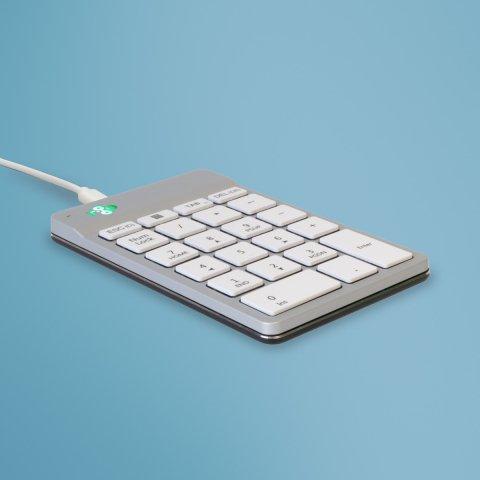 R-GO TOOLS CLAVIER R-GO NUMPAD BREAK, CLAVIER NUMÉRIQUE ERGONOMIQUE AVEC LOGICIEL DE PAUSE, FILAIRE, BLANC