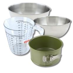 Set pâtisserie avec moule à panettone 18 cm revêtu cire de carnauba, 2 bols à mixer, verre mesureur et spatule Zenker - vert acier 3176239938029_0