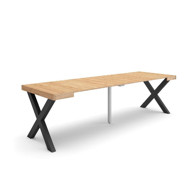 SKRAUT HOME Table console extensible, 260, Pour 12 personnes, Pieds bois massif, Chêne - beige Bois manufacturé 317_35_0