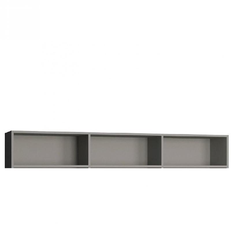 Surmeuble 3 niches de rangements - Lit escamotable horizontal 160 x 200 cm - Hauteur 36 cm - Finition gris mat_0