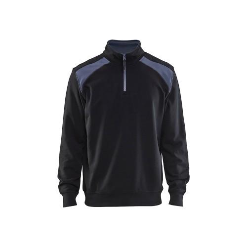 SWEAT CAMIONNEUR AVEC DÉTAILS AUX ÉPAULES - NOIR ET GRIS CLAIR - S BLAKLADER