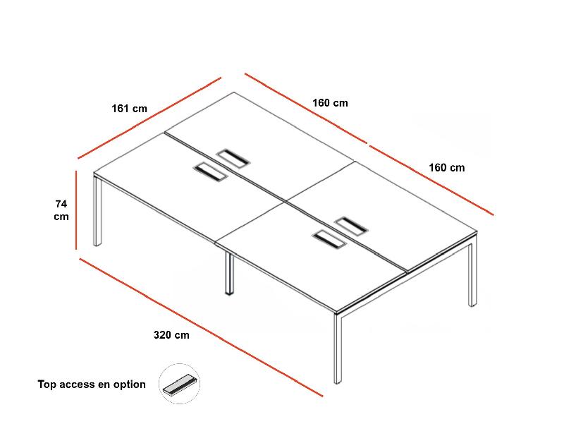Table de réunion rectangulaire Ogi U - MDD - Oui, Blanc Pastel, Anthracite, 320_0