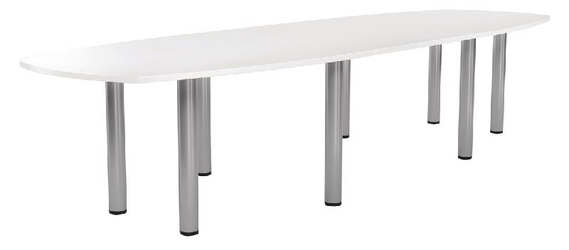 TABLE RÉUNION ELGA PIED TUBE 360 X 113 CM PLATEAU STRATIFIÉ BLANC/ALU - MANUTAN COLLECTIVITÉS