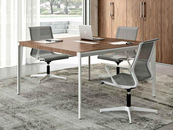 Table de réunion carrée Astropol - placage bois - 141x141 cm - top access inclus - garantie 3 ans_0